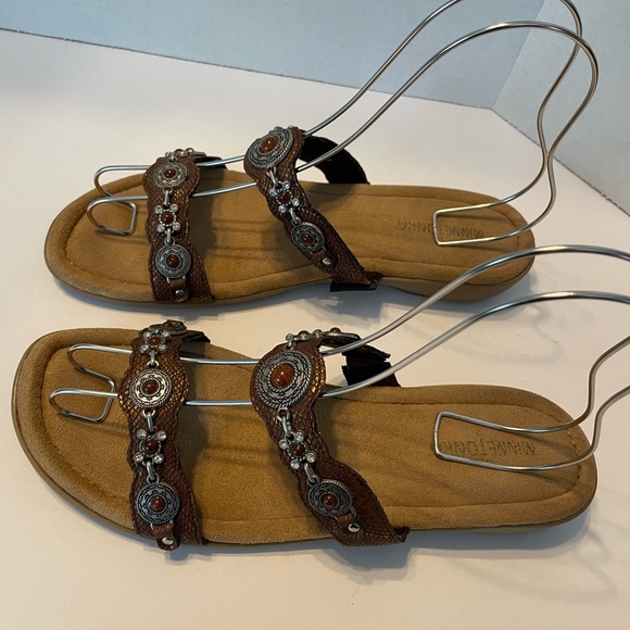 Minnie Tonka Women’s Boca Slide Sandals | Bronze Python Print Sz 10 - Picture 2 of 6